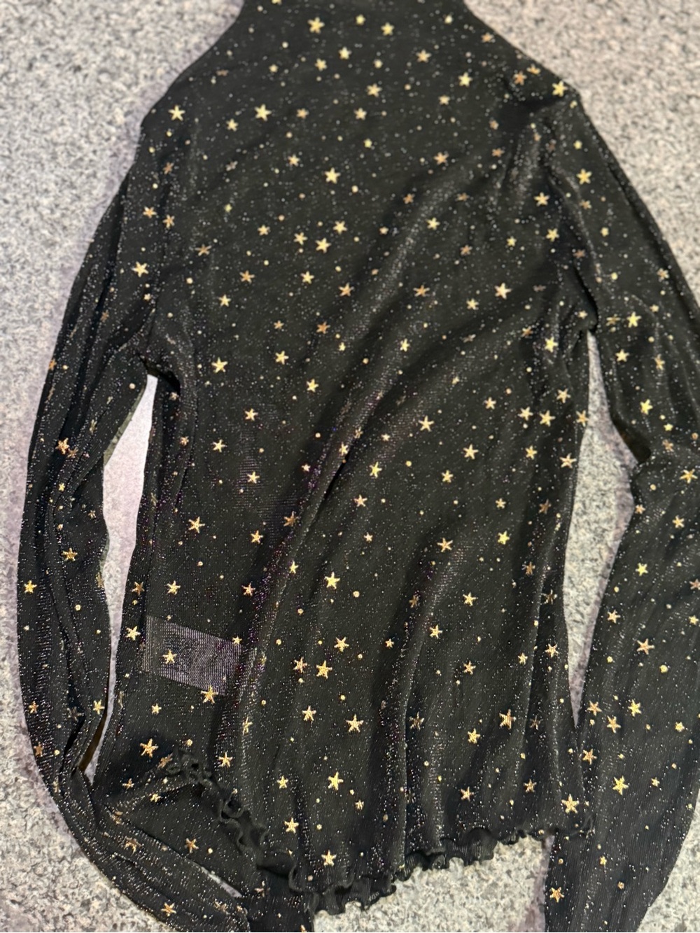 SHEIN Black Long Sleeve Top with Gold Star Print